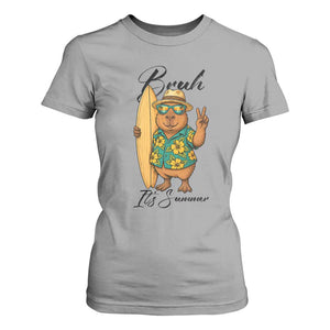 Bruh Its Summer T Shirt For Women Funny Capybara Surfer Beach Vacation Gift TS12 Sport Gray Print Your Wear