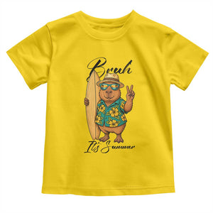 Bruh Its Summer Toddler T Shirt Funny Capybara Surfer Beach Vacation Gift TS12 Daisy Print Your Wear