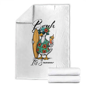 Bruh Its Summer Throw Blanket Funny Hawaiian Goose Surfer Graphic
