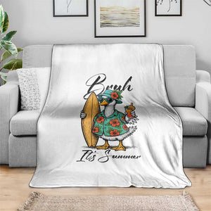 Bruh Its Summer Throw Blanket Funny Hawaiian Goose Surfer Graphic