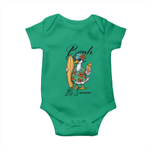 Bruh Its Summer Baby Onesie Funny Hawaiian Goose Surfer Graphic TS12 Irish Green Print Your Wear
