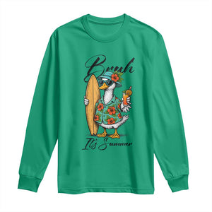 Bruh Its Summer Long Sleeve Shirt Funny Hawaiian Goose Surfer Graphic TS12 Irish Green Print Your Wear