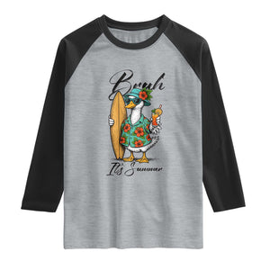 Bruh Its Summer Raglan Shirt Funny Hawaiian Goose Surfer Graphic TS12 Heather Gray Black Print Your Wear