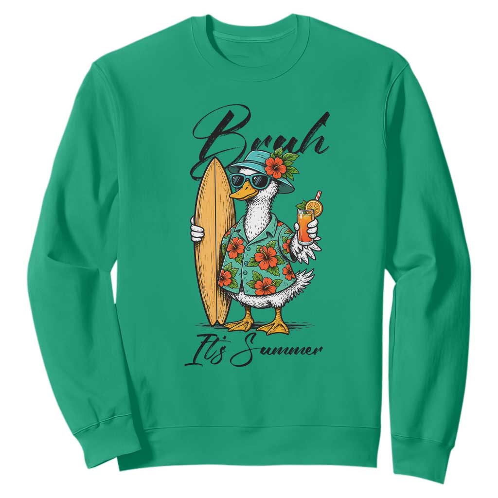 Bruh Its Summer Sweatshirt Funny Hawaiian Goose Surfer Graphic