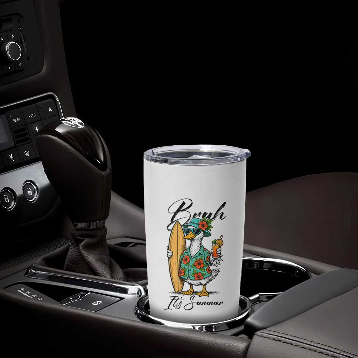 Bruh Its Summer Tumbler Cup Funny Hawaiian Goose Surfer Graphic TS12 Print Your Wear