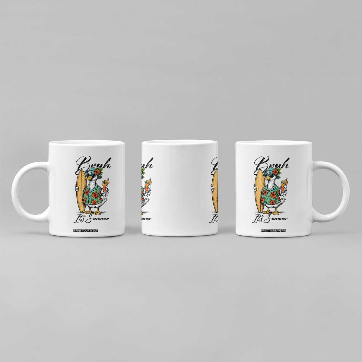 Bruh Its Summer Coffee Mug Funny Hawaiian Goose Surfer Graphic