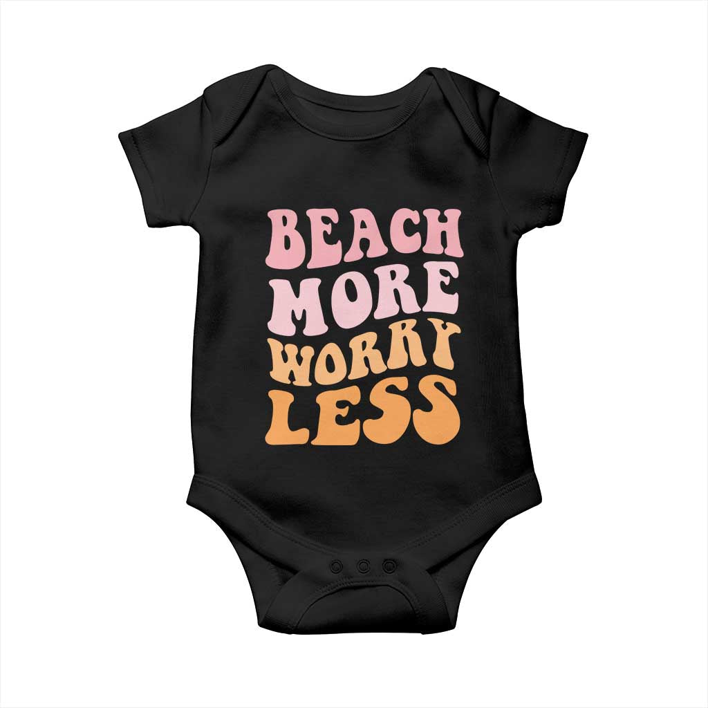 Beach More Worry Less Baby Onesie Boho Summer Vacation TS12 Black Print Your Wear