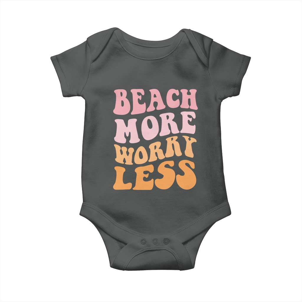 Beach More Worry Less Baby Onesie Boho Summer Vacation TS12 Dark Heather Print Your Wear