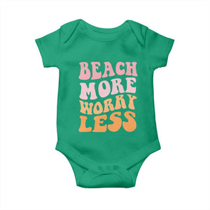 Beach More Worry Less Baby Onesie Boho Summer Vacation TS12 Irish Green Print Your Wear