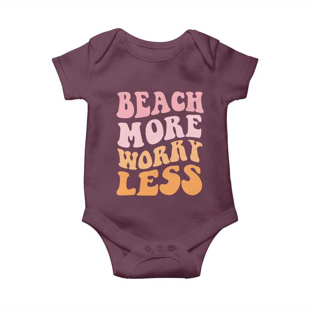 Beach More Worry Less Baby Onesie Boho Summer Vacation TS12 Maroon Print Your Wear