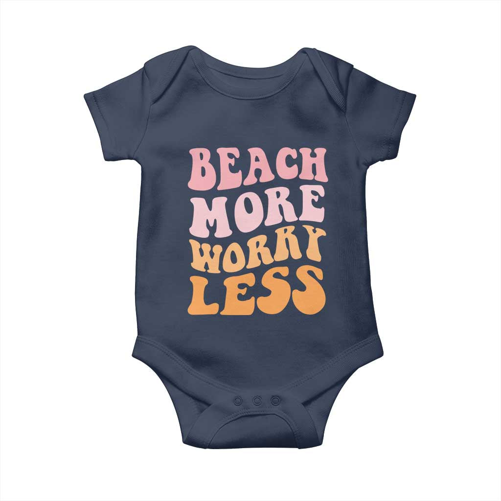Beach More Worry Less Baby Onesie Boho Summer Vacation TS12 Navy Print Your Wear