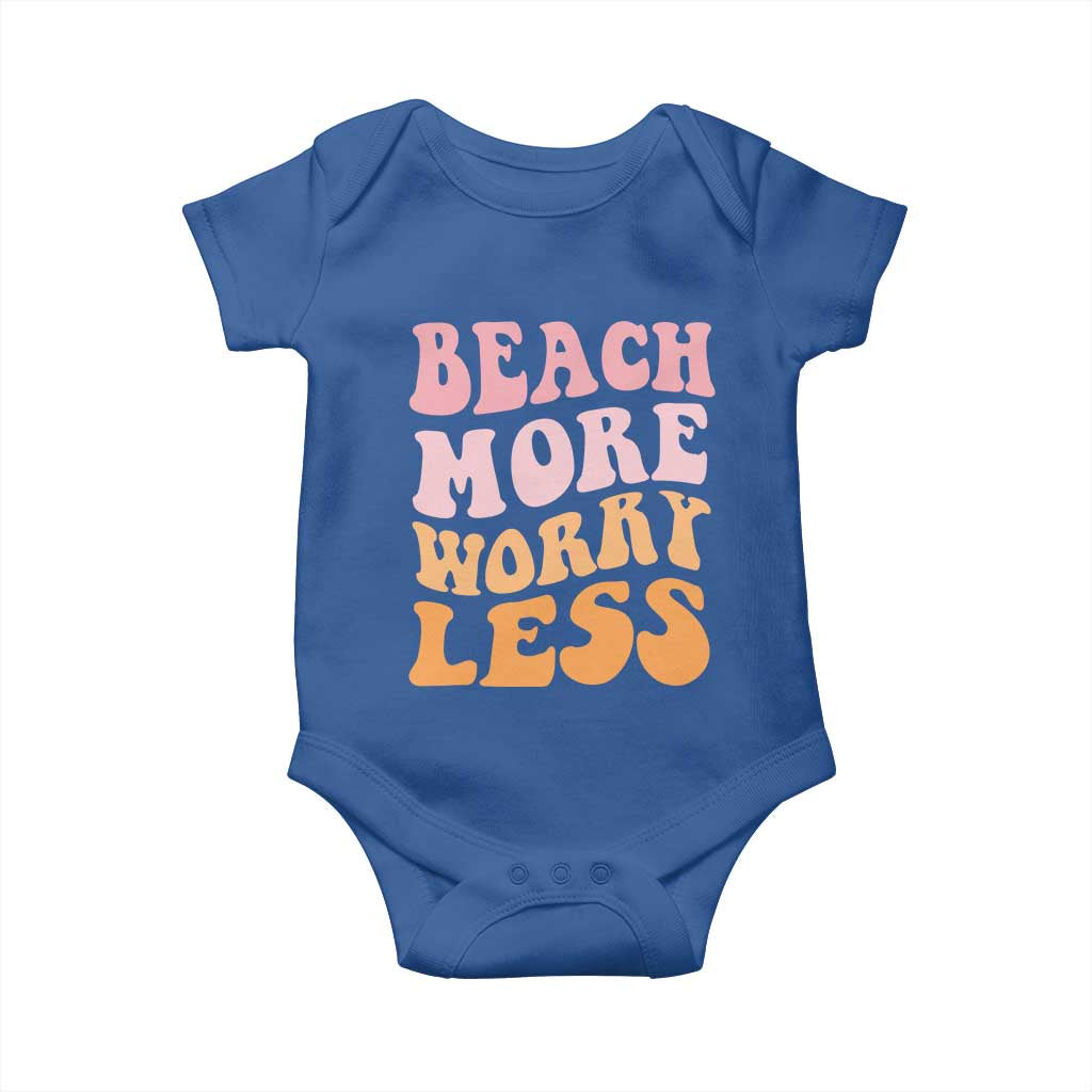 Beach More Worry Less Baby Onesie Boho Summer Vacation TS12 Royal Blue Print Your Wear