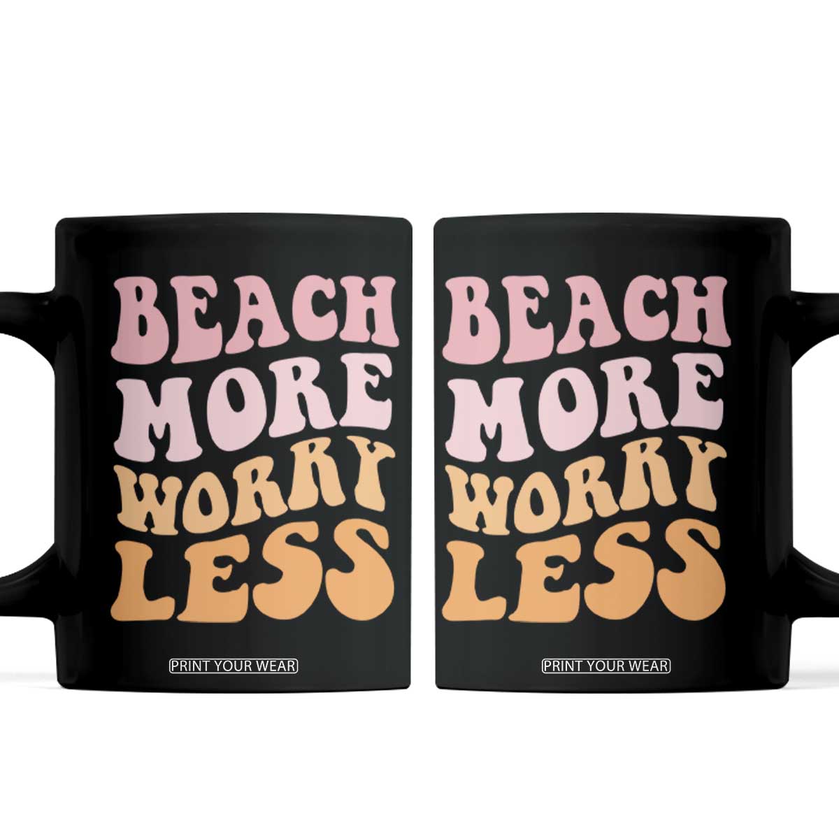 Beach More Worry Less Coffee Mug Boho Summer Vacation