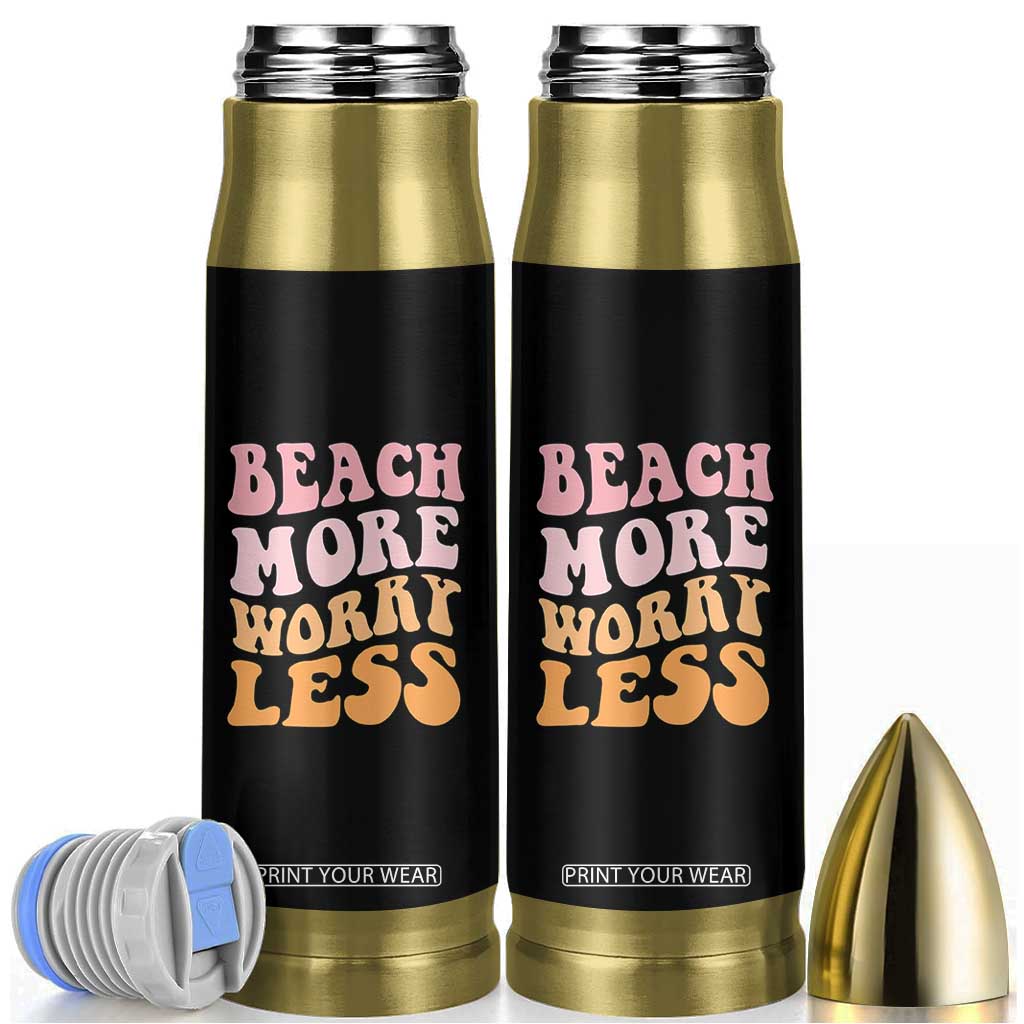 Beach More Worry Less Bullet Tumbler Boho Summer Vacation TS12 Black Print Your Wear
