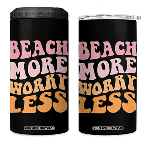 Beach More Worry Less 4 in 1 Can Cooler Tumbler Boho Summer Vacation TS12 One Size: 16 oz Black Print Your Wear