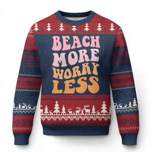 Beach More Worry Less Ugly Christmas Sweater Boho Summer Vacation