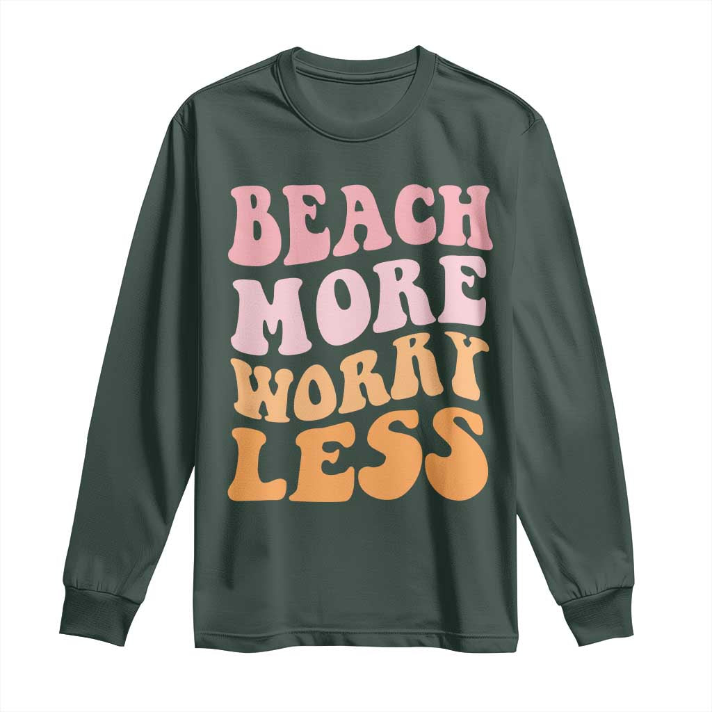 Beach More Worry Less Long Sleeve Shirt Boho Summer Vacation