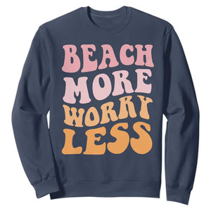 Beach More Worry Less Sweatshirt Boho Summer Vacation TS12 Navy Print Your Wear