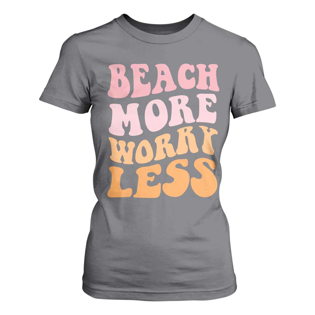 Beach More Worry Less T Shirt For Women Boho Summer Vacation TS12 Charcoal Print Your Wear