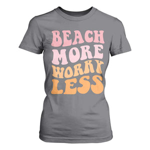 Beach More Worry Less T Shirt For Women Boho Summer Vacation TS12 Charcoal Print Your Wear