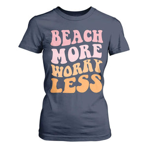 Beach More Worry Less T Shirt For Women Boho Summer Vacation TS12 Navy Print Your Wear