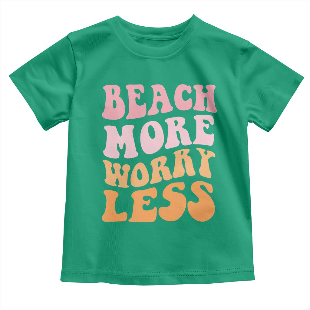 Beach More Worry Less Toddler T Shirt Boho Summer Vacation TS12 Irish Green Print Your Wear