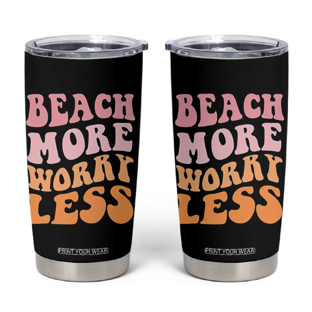 Beach More Worry Less Tumbler Cup Boho Summer Vacation