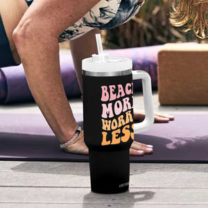 Beach More Worry Less Tumbler With Handle Boho Summer Vacation