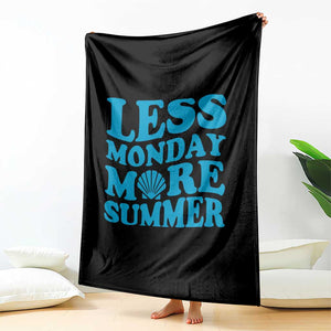 Less Monday More Summer Throw Blanket Retro Beach Seashell Graphic