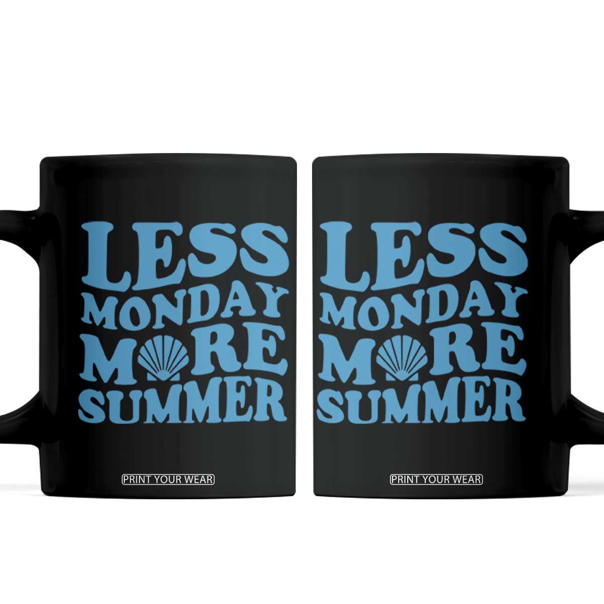Less Monday More Summer Coffee Mug Retro Beach Seashell Graphic