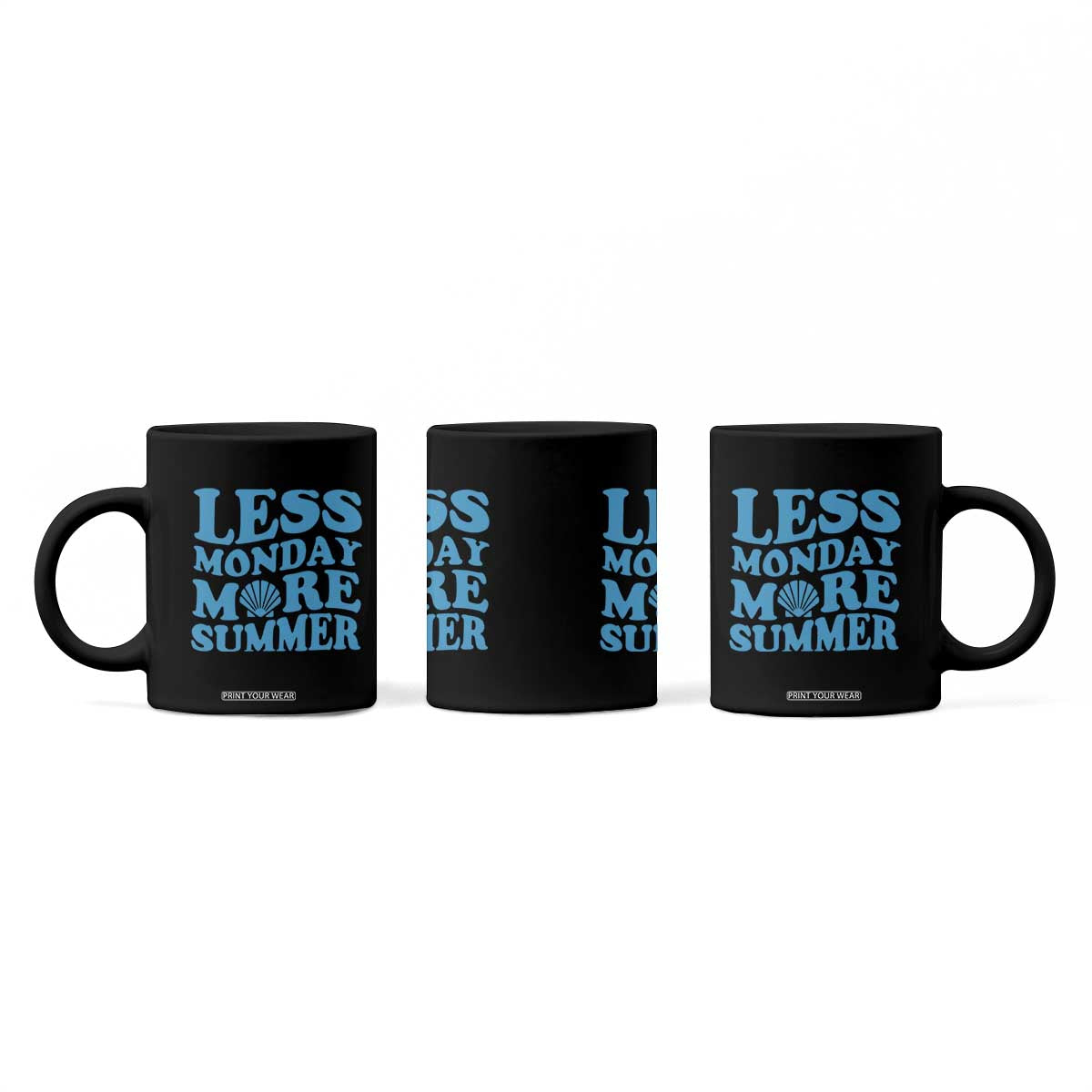 Less Monday More Summer Coffee Mug Retro Beach Seashell Graphic