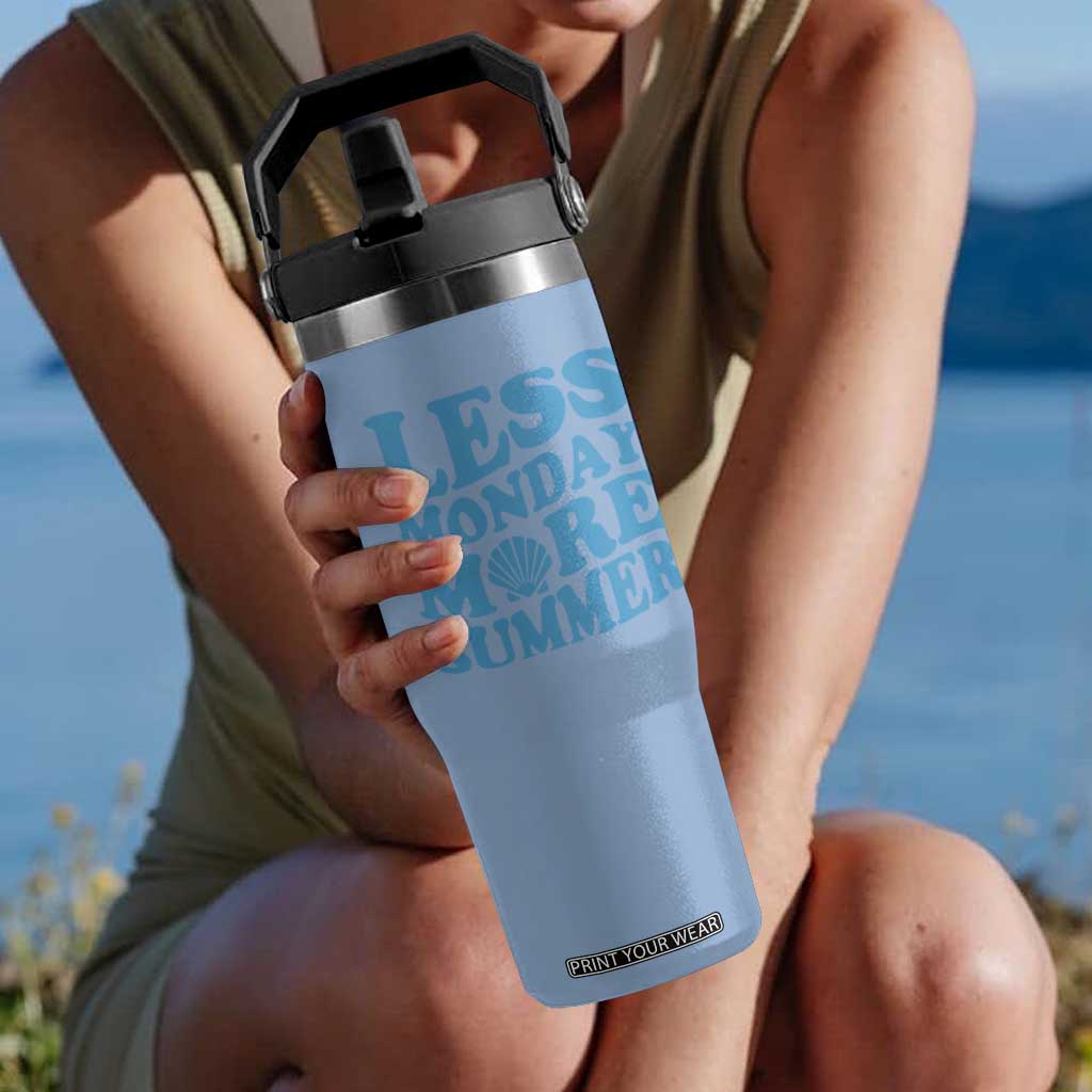 Less Monday More Summer Flip Straw Tumbler Retro Beach Seashell Graphic TS12 One Size: 30 oz Light Blue Print Your Wear