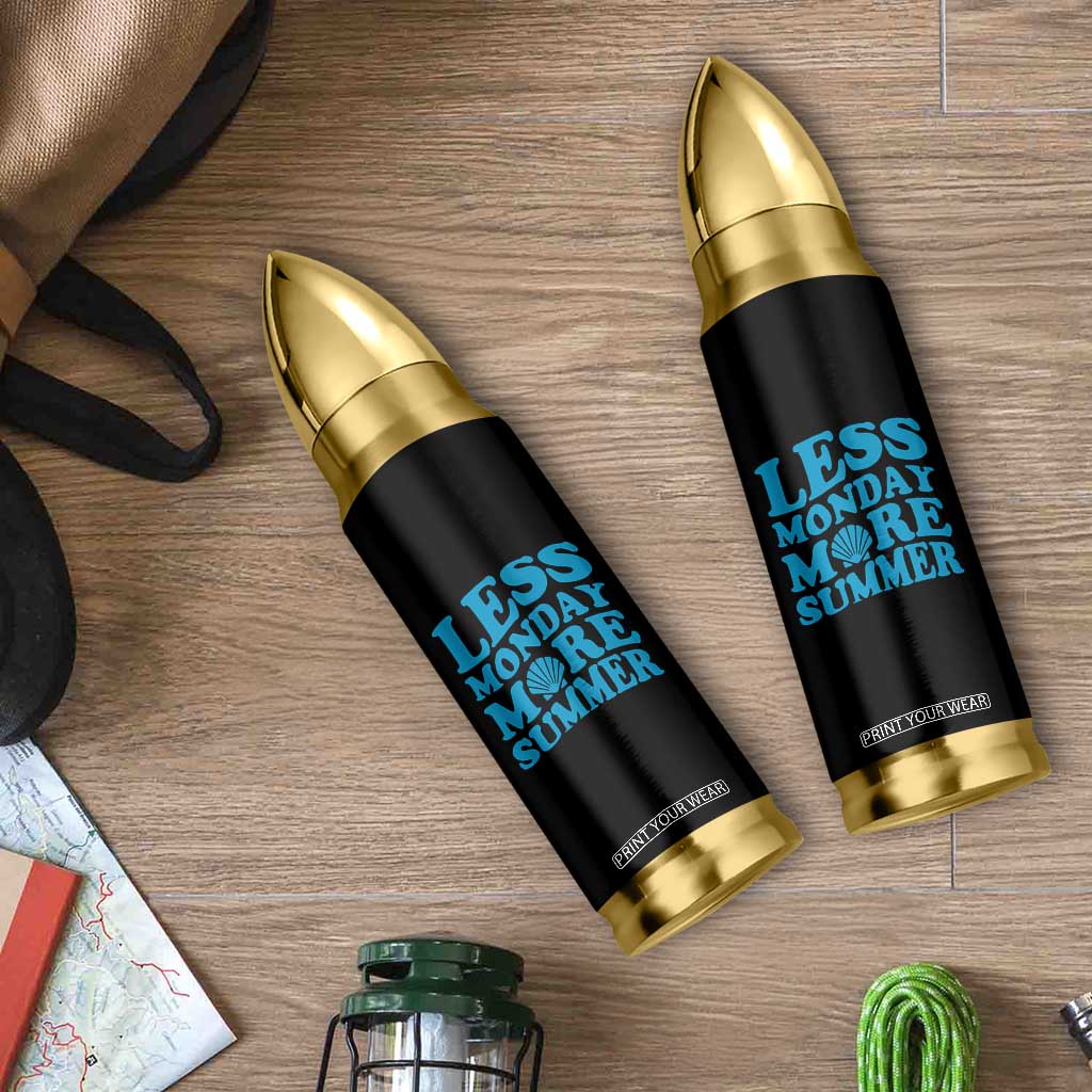 Less Monday More Summer Bullet Tumbler Retro Beach Seashell Graphic