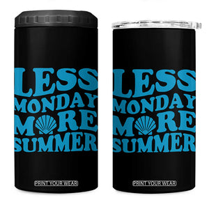 Less Monday More Summer 4 in 1 Can Cooler Tumbler Retro Beach Seashell Graphic TS12 One Size: 16 oz Black Print Your Wear