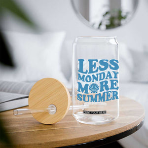 Less Monday More Summer Glass Can Retro Beach Seashell Graphic