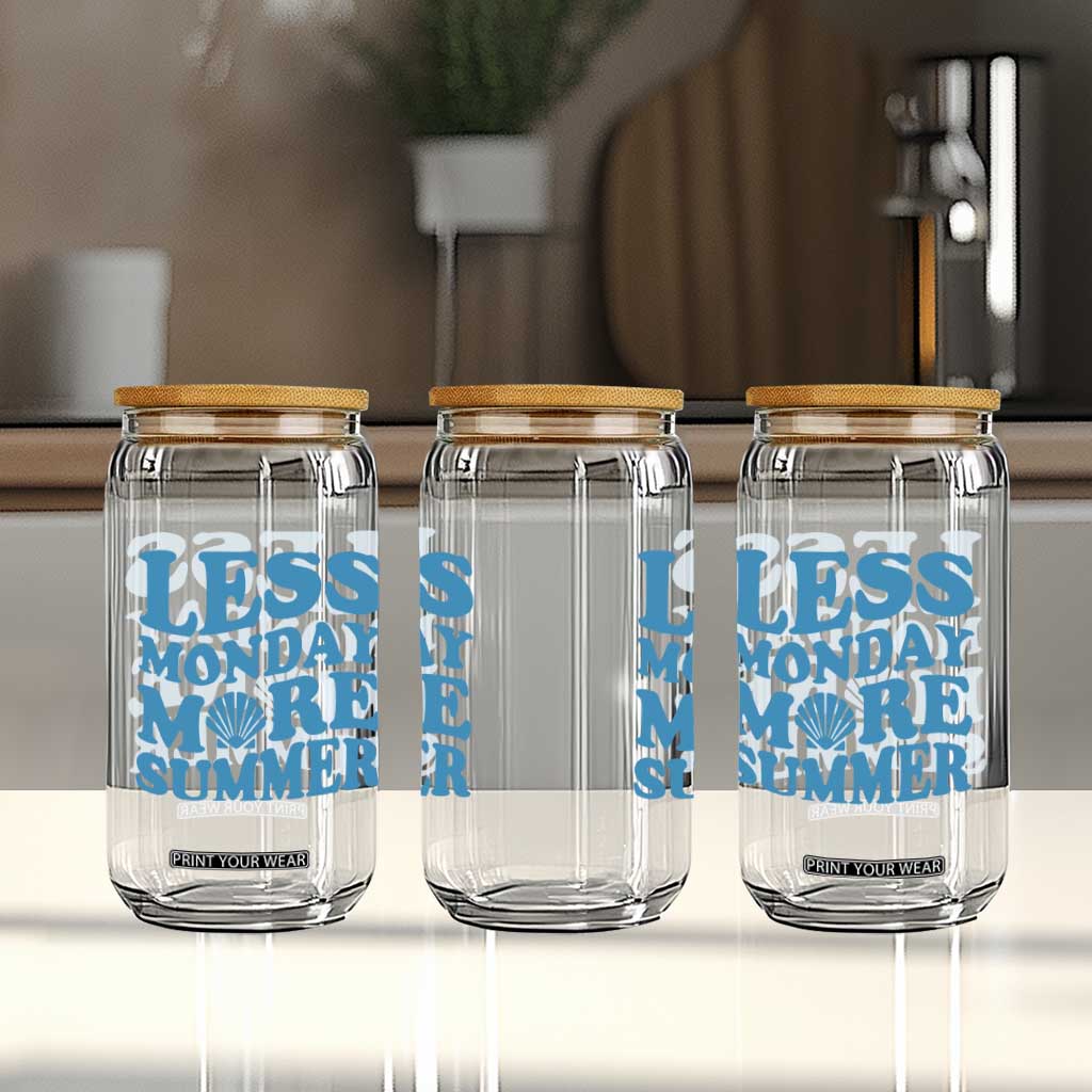Less Monday More Summer Glass Can Retro Beach Seashell Graphic
