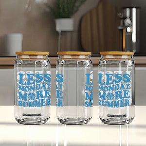 Less Monday More Summer Glass Can Retro Beach Seashell Graphic