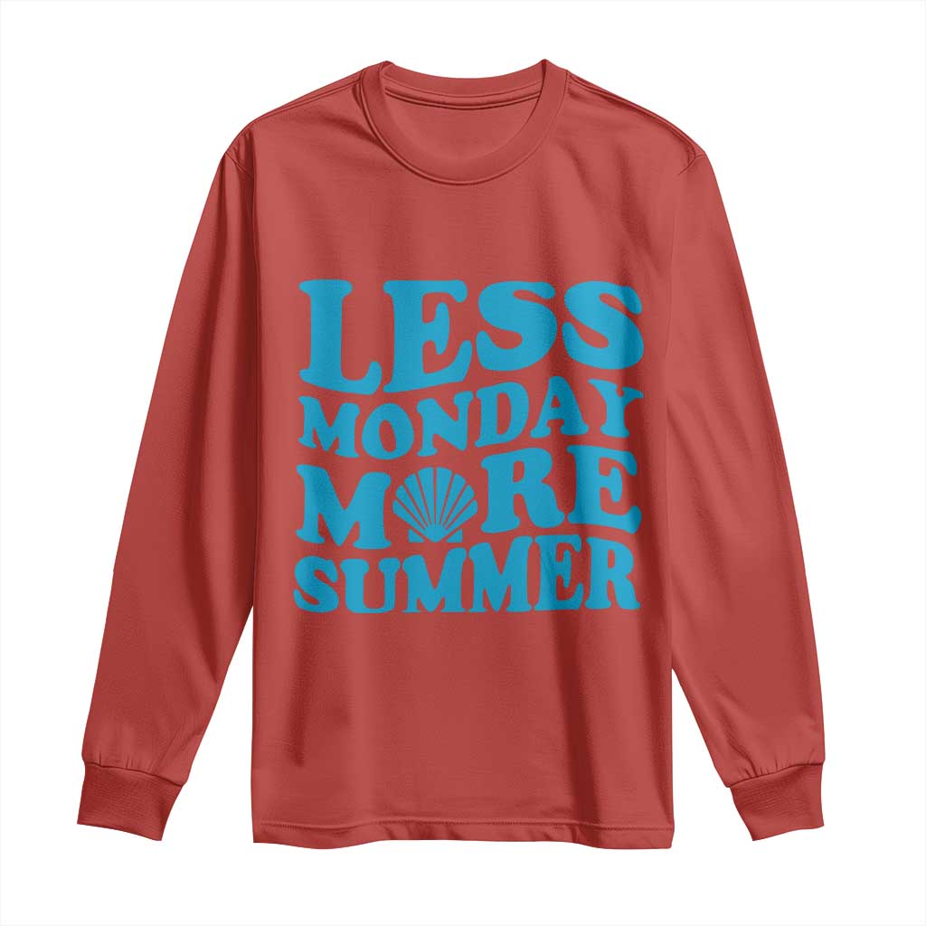 Less Monday More Summer Long Sleeve Shirt Retro Beach Seashell Graphic