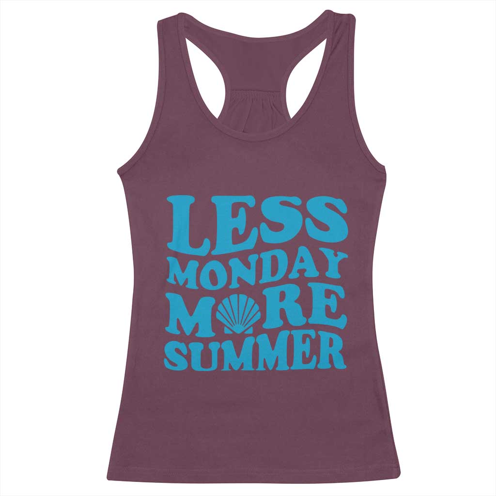 Less Monday More Summer Racerback Tank Top Retro Beach Seashell Graphic
