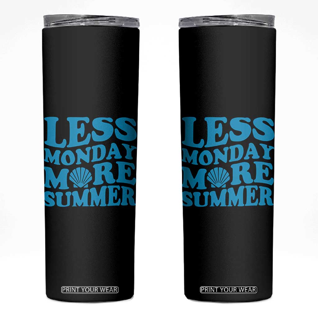 Less Monday More Summer Skinny Tumbler Retro Beach Seashell Graphic TS12 Black Print Your Wear
