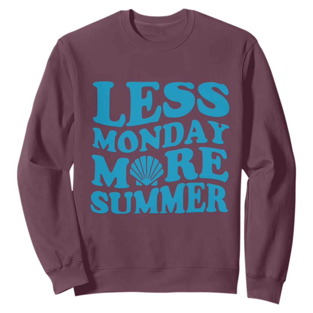 Less Monday More Summer Sweatshirt Retro Beach Seashell Graphic