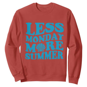 Less Monday More Summer Sweatshirt Retro Beach Seashell Graphic