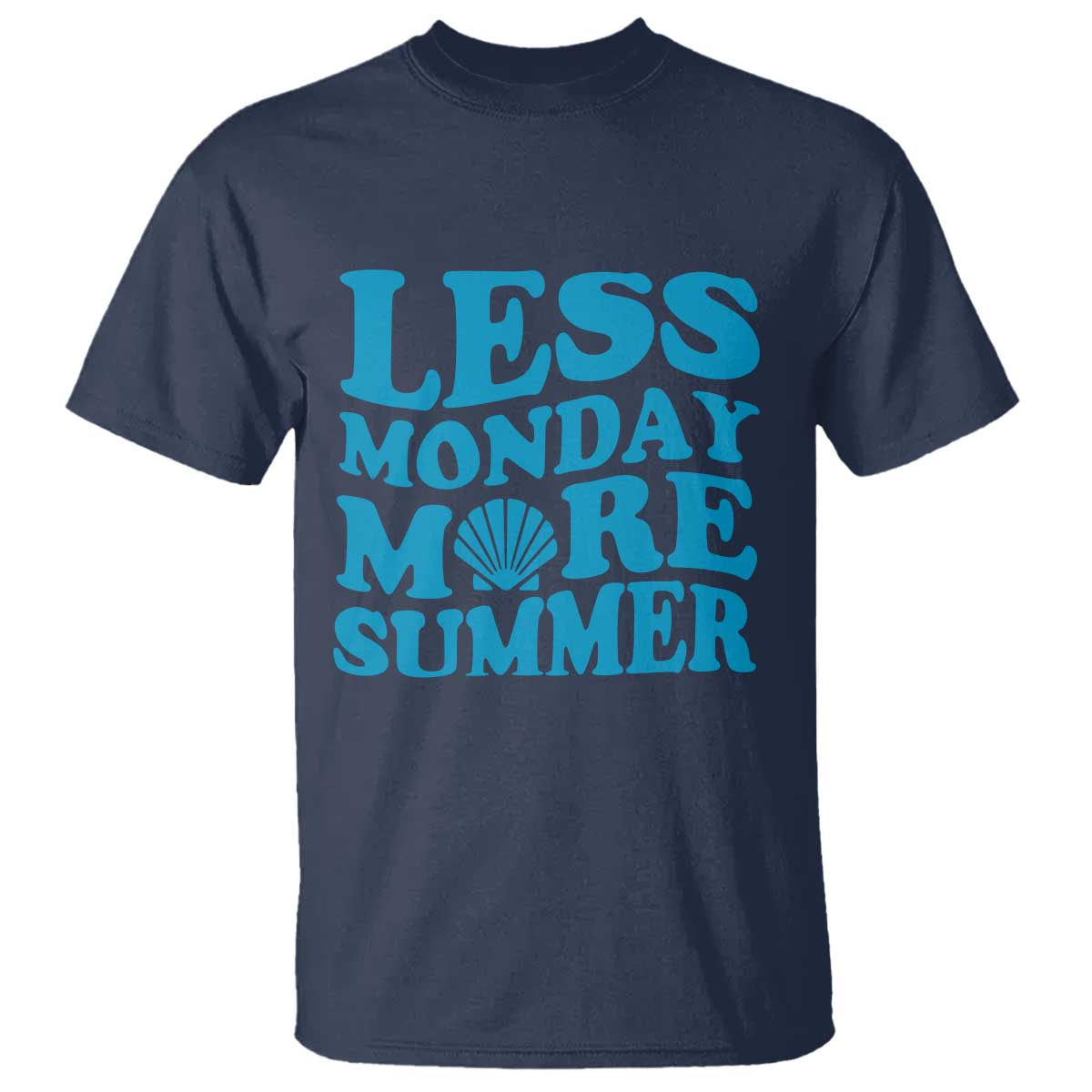 Less Monday More Summer T Shirt Retro Beach Seashell Graphic TS12 Navy Print Your Wear