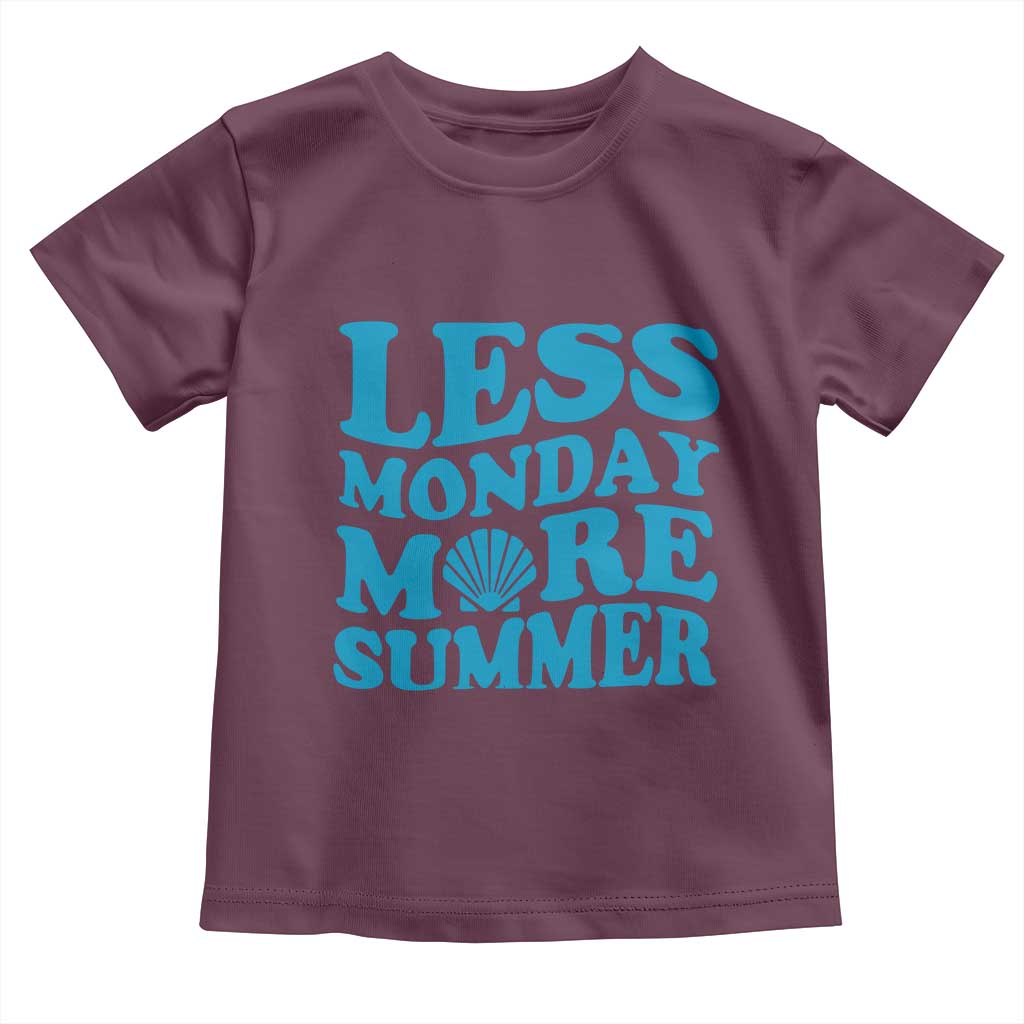 Less Monday More Summer Toddler T Shirt Retro Beach Seashell Graphic TS12 Maroon Print Your Wear
