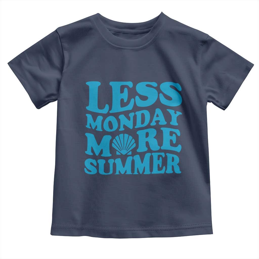 Less Monday More Summer Toddler T Shirt Retro Beach Seashell Graphic TS12 Navy Print Your Wear