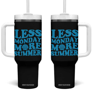 Less Monday More Summer Tumbler With Handle Retro Beach Seashell Graphic TS12 One Size: 40 oz Black Print Your Wear
