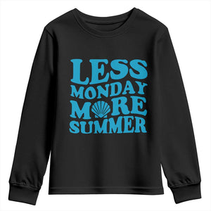 Less Monday More Summer Youth Sweatshirt Retro Beach Seashell Graphic