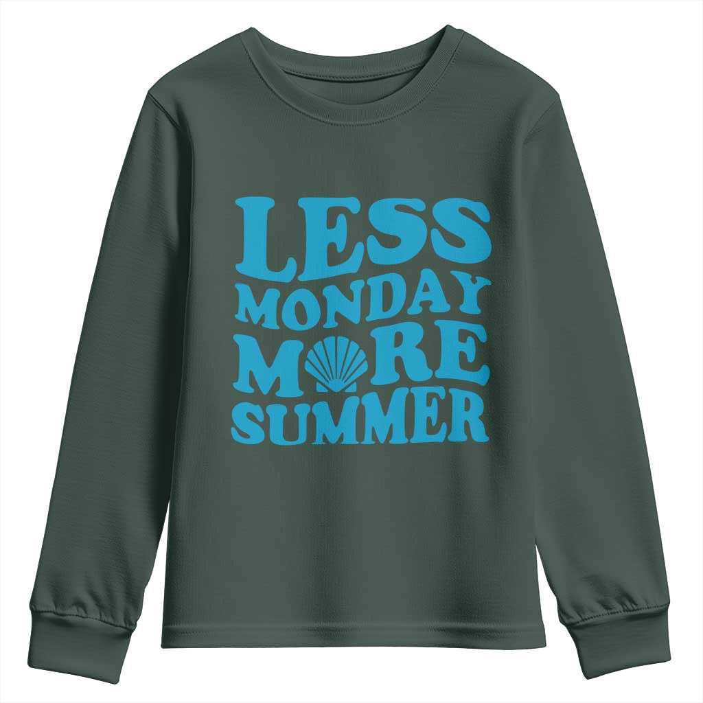 Less Monday More Summer Youth Sweatshirt Retro Beach Seashell Graphic