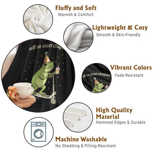 Off To Start Chapter 40 Throw Blanket Funny Frog Scooter 40th Birthday Gift