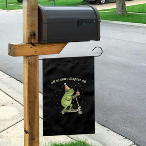 Off To Start Chapter 40 Garden Flag Funny Frog Scooter 40th Birthday Gift